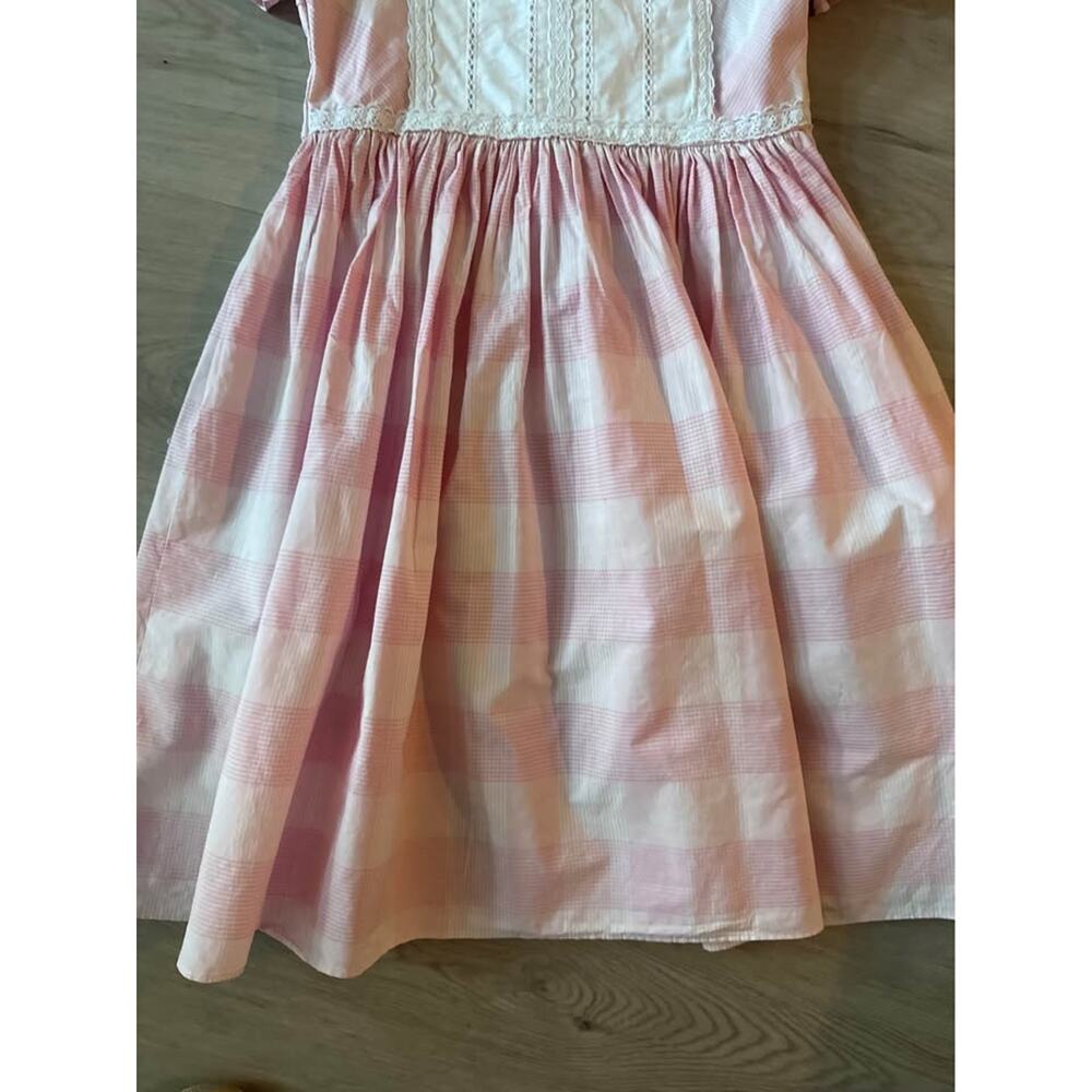 Darling Mae Ricrac & Ruffles Size 10 Mary Ann Pink White Plaid Gingham Dress - Picture 2 of 9